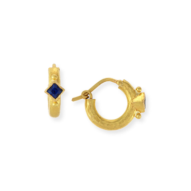Blue Sapphire Hoop Earrings ER93426 Blue Sapphire Hoop Earrings ER93426