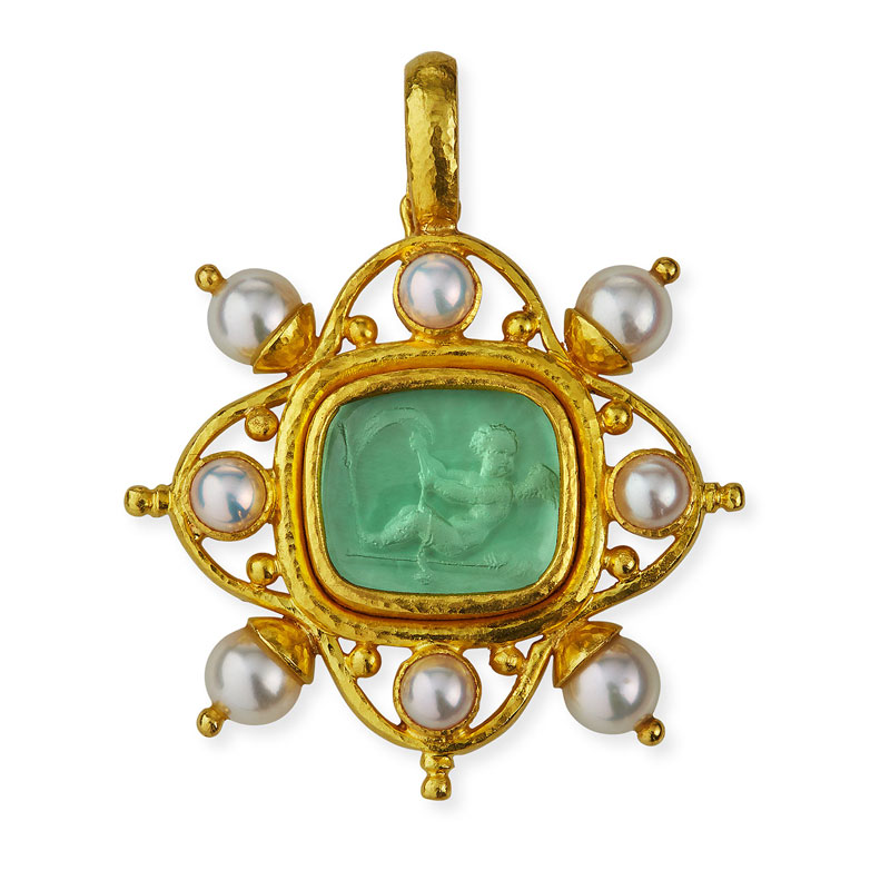 Nile 'Cherub with Sail' and Pearl Pendant P100322-F