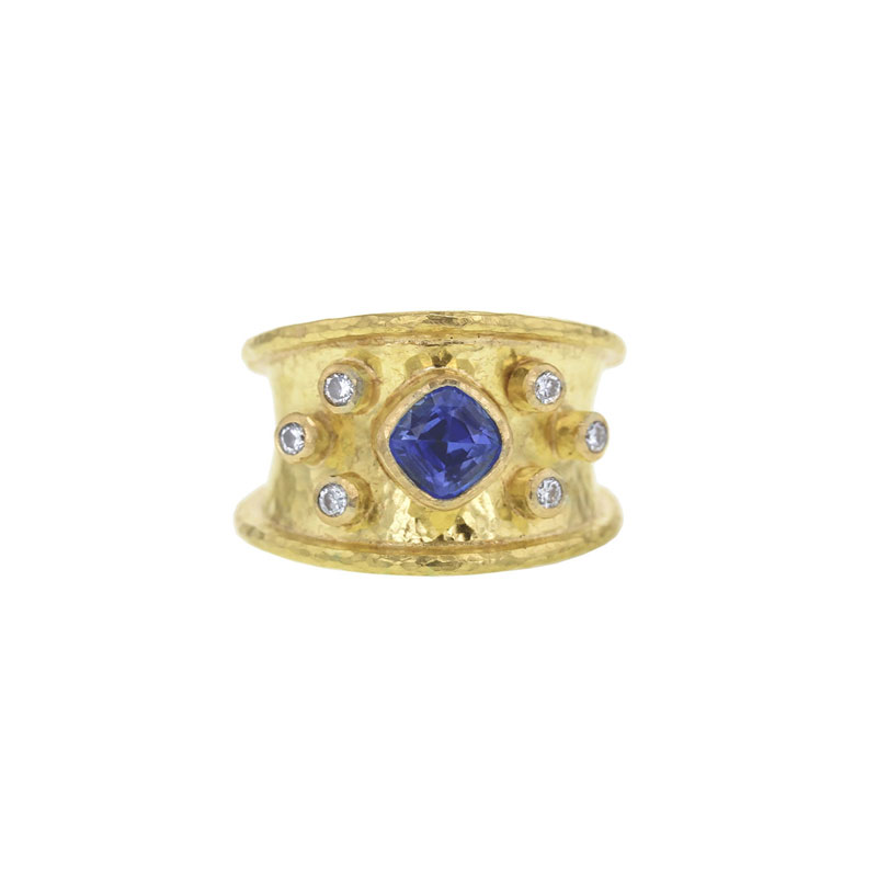 Blue Sapphire and Diamond Cigar Band R103702