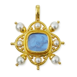Cerulean 'Cherub with Sail' and Pearl Pendant P100322-L thumbnail 1