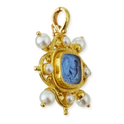 Cerulean 'Cherub with Sail' and Pearl Pendant P100322-L thumbnail 2
