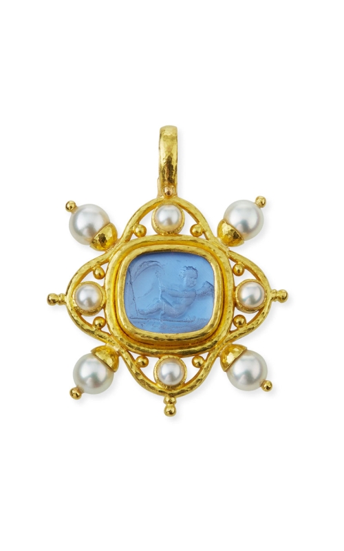 Cerulean 'Cherub with Sail' and Pearl Pendant P100322-L
