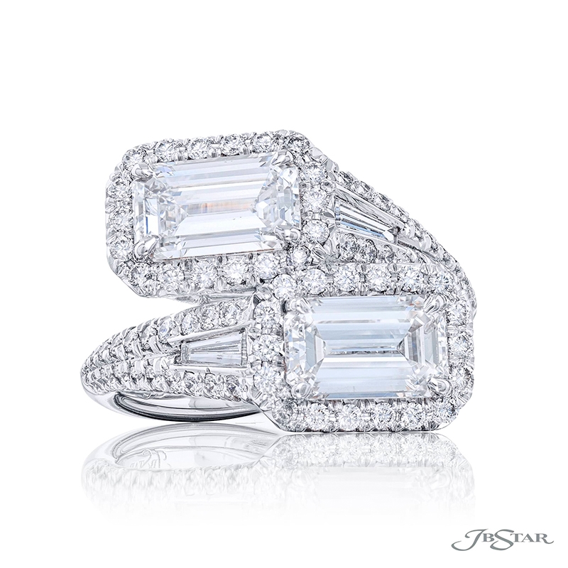 Emerald Cut Diamond Bypass Ring