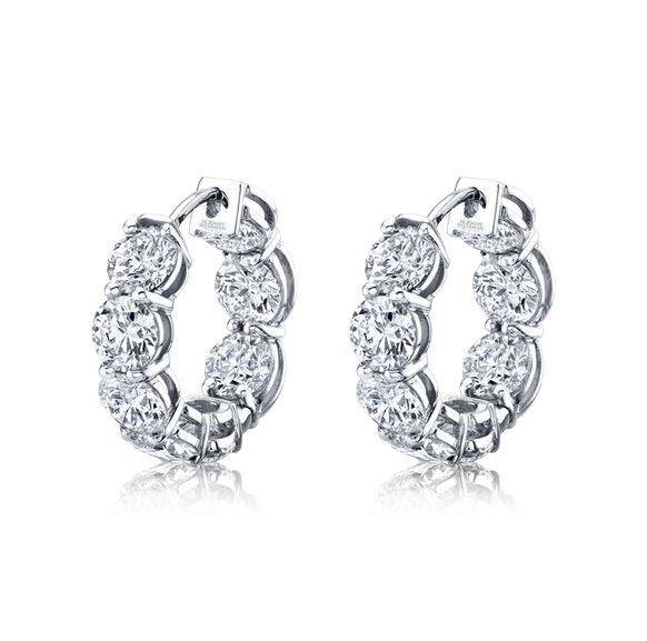 Norman Silverman Signature Round Diamond Huggies in White Gold