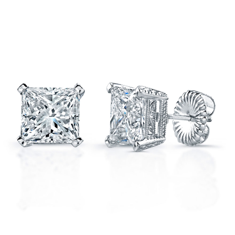 Princess Cut Diamond Stud Earrings