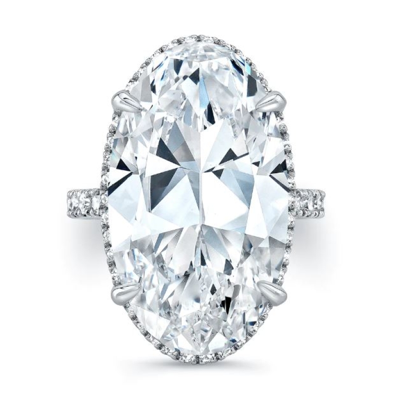 20.09 Carat Oval Brilliant Diamond Pave' Ring