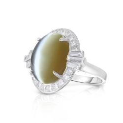 Cat's-Eye Chrysoberyl & Diamond Ring thumbnail 2