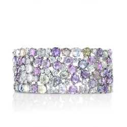 Gold & Platinum Rose Cut Multi-Color Sapphire Bracelet thumbnail 1
