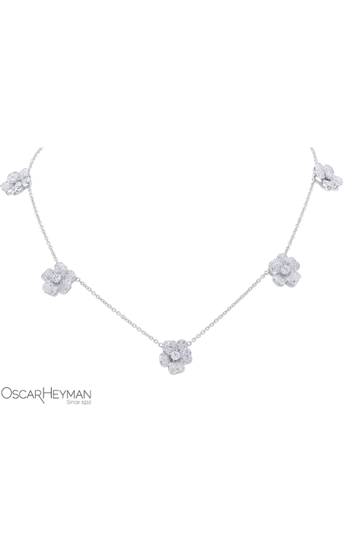 Platinum Diamond 5 Station Flower Necklace