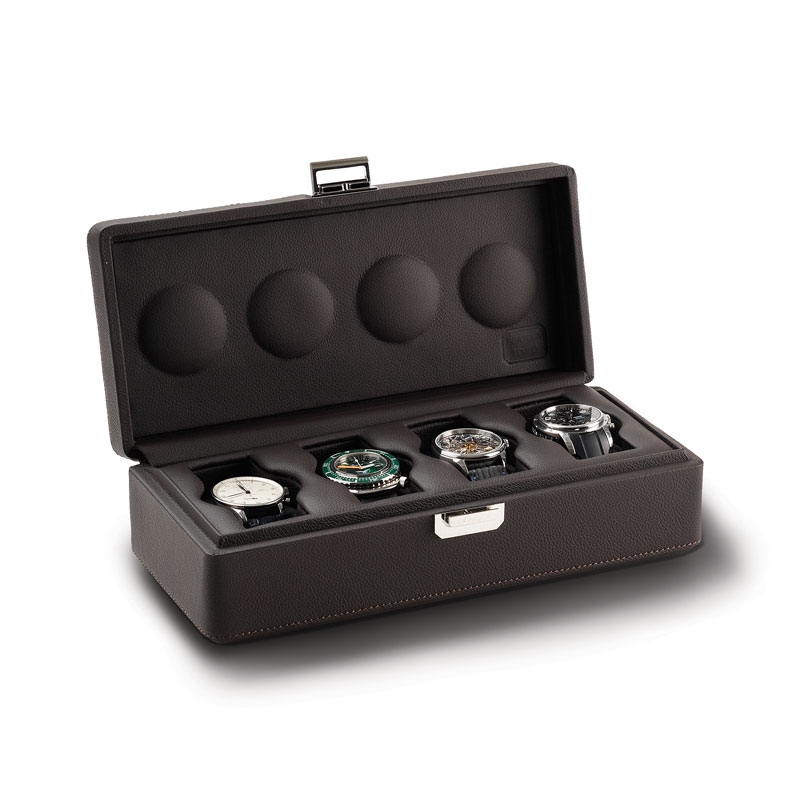 Valligetta 4 Watch Travel Case Chocolate.